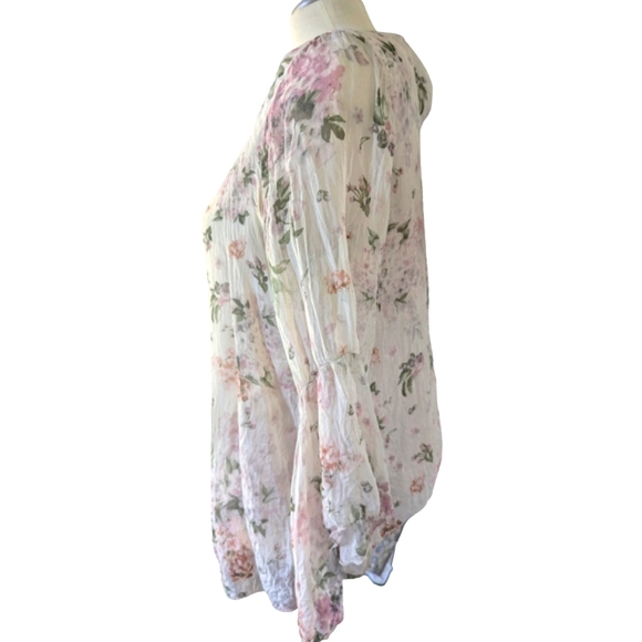 Silk Carla Conti Floral Blouse size Large Made in Italy Fairycore - Picture 3 of 6